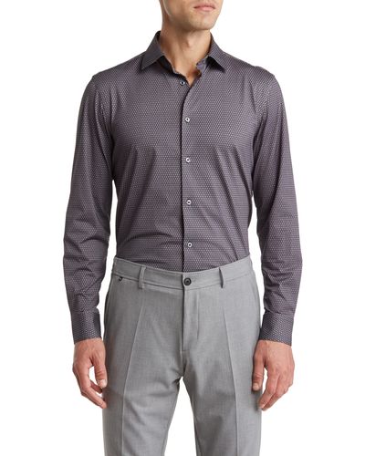 Bugatchi Ooohcotton® Geo Print Button-up Shirt - Gray