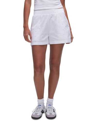 GOOD AMERICAN Crystal Detail Poplin Shorts - White
