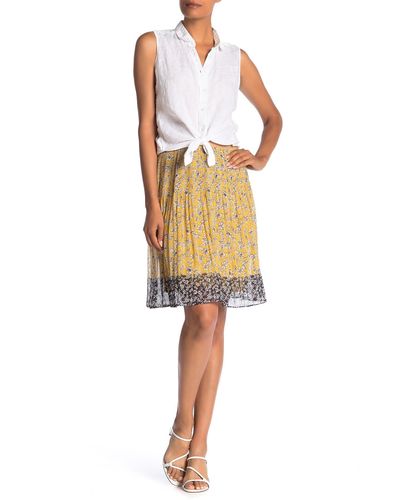 Max Studio Gathered Waist Floral Print Skirt - Yellow