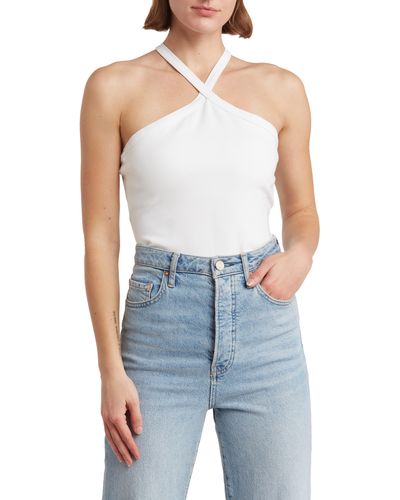 French Connection Halter Neck Jersey Top - Blue