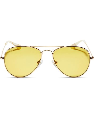 DIFF Cruz 49mm Small Aviator Sunglasses - Yellow