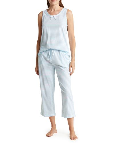 Carole Hochman Stripe Tank & Crop Pant Pajamas - Blue