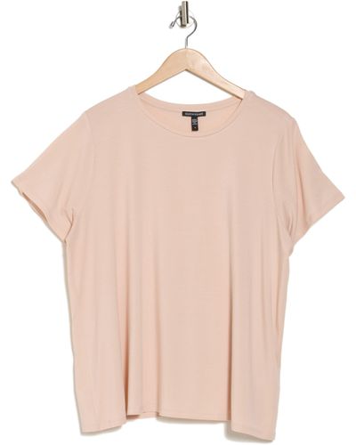 Eileen Fisher Crewneck Boxy Stretch Jersey T-shirt - Pink