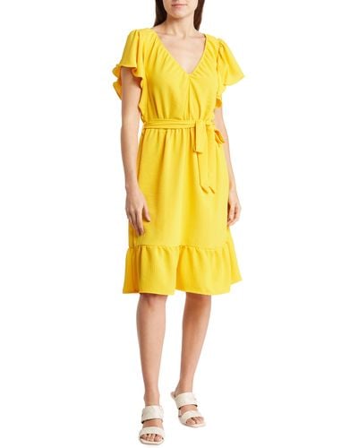 GOOD LUCK GEM Airflow Stretch Drape A-line Dress - Yellow