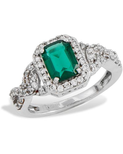 Savvy Cie Jewels Cz Pavè Created Emerald Ring - Blue