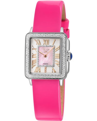 Gv2 Padova Leather Strap Diamond Watch - Pink