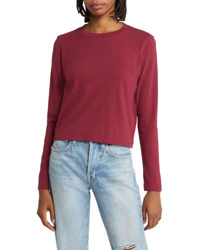 Madewell Bella Long Sleeve Softfade Cotton Crop T-shirt - Red