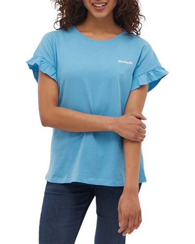 Bench Velmina Ruffle Sleeve T-shirt - Blue