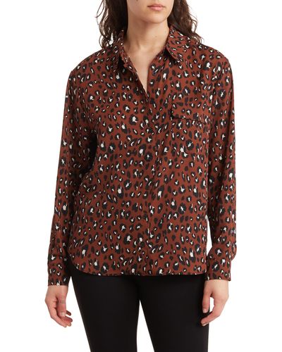 Pleione Utility Button-up Blouse - Brown