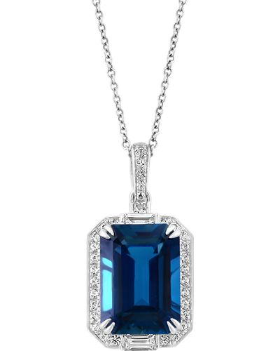 Effy 14k White Gold London Blue Topaz & White Sapphire Pendant Necklace