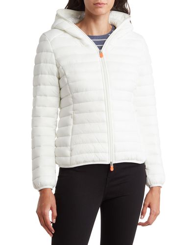 Save The Duck Daisy Hooded Packable Puffer Jacket - White