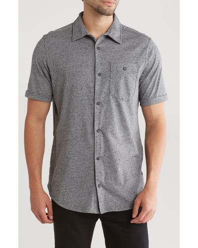 Buffalo David Bitton Elvison Short Sleeve Jersey Button-up Shirt - Gray