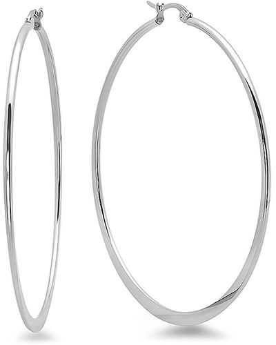 HMY Jewelry Stainless Steel 60mm Hoop Earrings - White