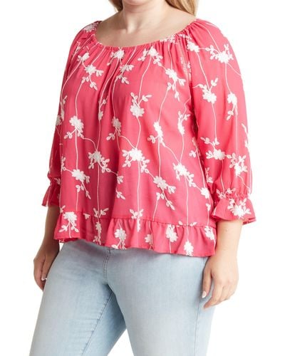 Forgotten Grace Embroidered Ruffle Trim Blouse
