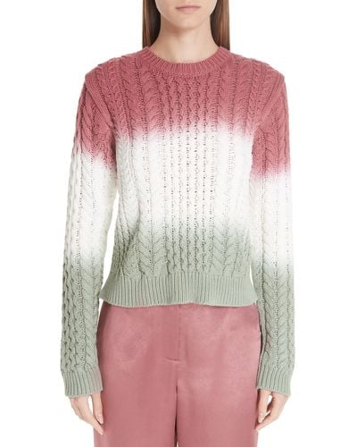 Sies Marjan Dip Dye Cable Knit Sweater - Red