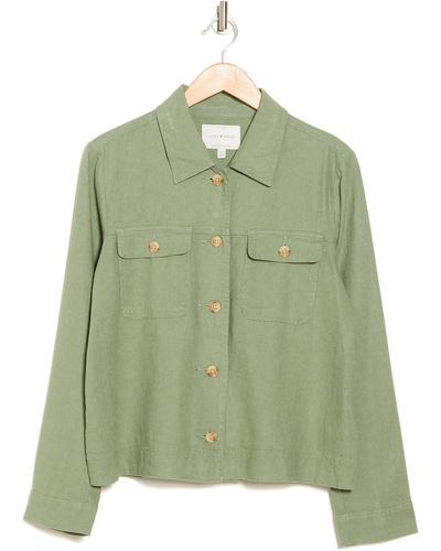 Lucky Brand Linen Blend Utility Jacket - Green
