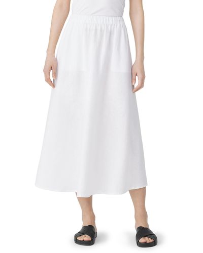 Eileen Fisher A-line Organic Linen Midi Skirt - White