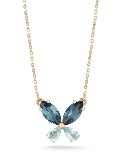 Ember Fine Jewelry 14k Gold Butterfly Pendant Necklace - Blue