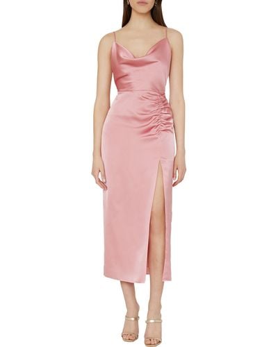 MILLY Lilliana Satin Ruched Slipdress - Pink