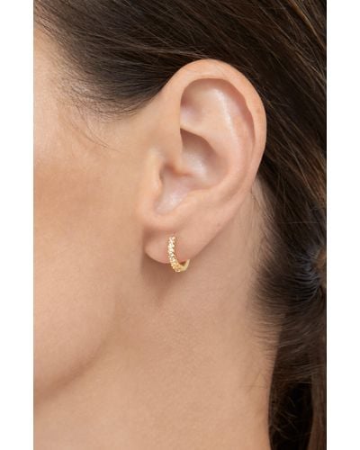 Adornia White Rhodium Plated Cz 9.25mm Huggie Hoop Earrings - Black