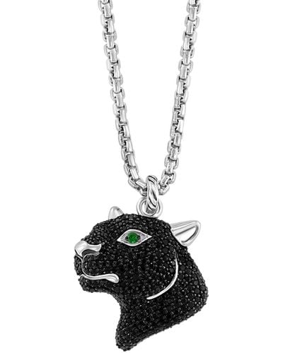 Effy Sterling Silver Black Spinel Panther Pendant Necklace