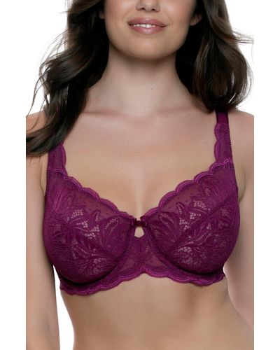 Felina Peridot Lace Unlined Underwire Bra - Purple