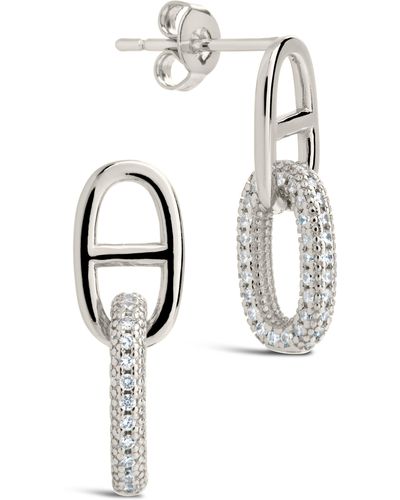 Sterling Forever Reina Pavé Cubic Zirconia Link Drop Earrings - White