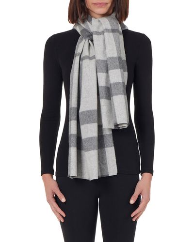 Amicale Cashmere Exploded Plaid Scarf - Black