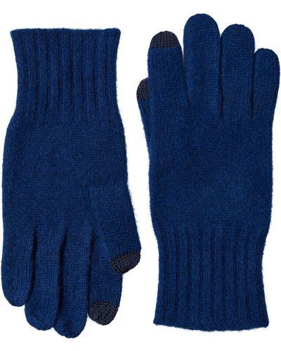 Amicale Cashmere Rib Knit Gloves - Blue