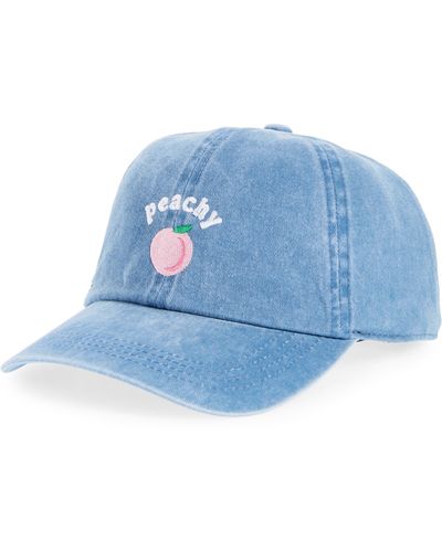 David & Young Peachy Adjustable Cotton Baseball Cap - Blue