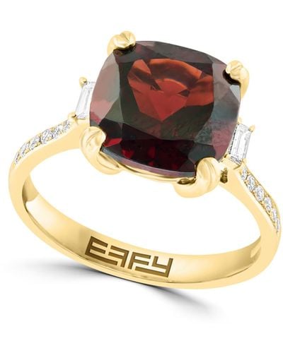 Effy 14k Yellow Gold Diamond & Garnet Ring - Red