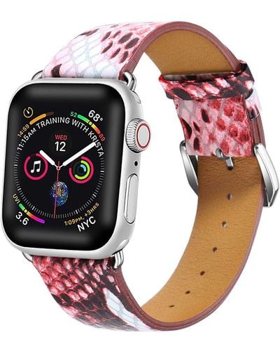 The Posh Tech Snakeskin Embossed Leather Apple Watch® Watchband - Pink