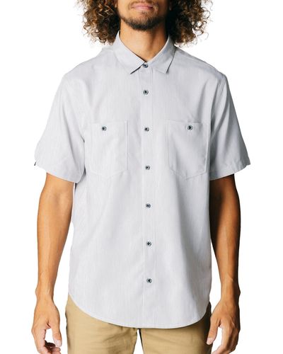 Fundamental Coast Blue Fin Short Sleeve Button-up Shirt - White