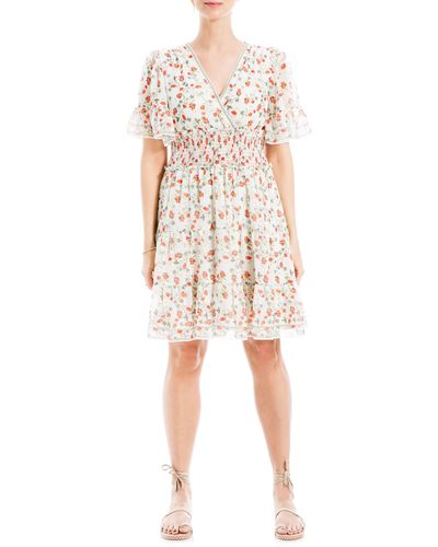 Max Studio Georgette Ditsy Floral Print Tiered Dress - Natural