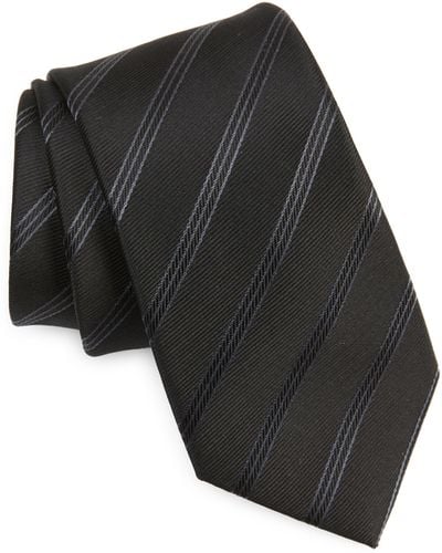 Duchamp Stripe Silk Tie - Black
