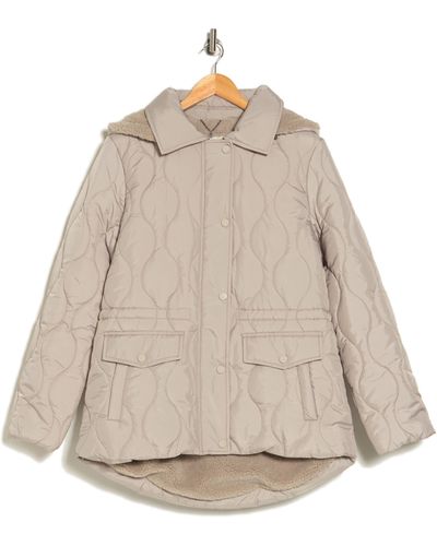 Lucky Brand Faux Fur Lined Onion Quilted Jacket - Natural