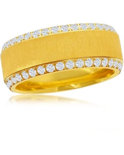 Black Jack Jewelry Double Row Cubic Zirconia Band Ring - Yellow