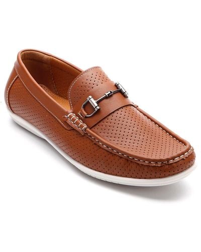 Aston Marc Perforated Bit Loafer - Brown