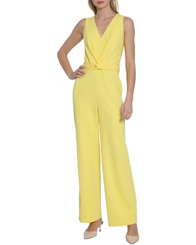 Maggy London Tie Front Wide Leg Jumpsuit - Yellow