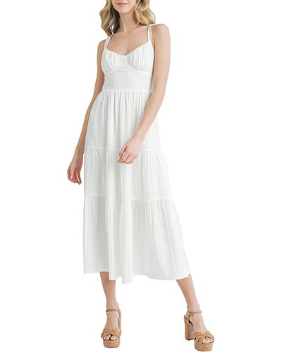 Lush Textured Knit Midi Dress - White