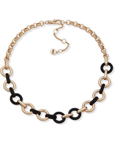 DKNY Two-tone Pavé Crystal Link Collar Necklace - White