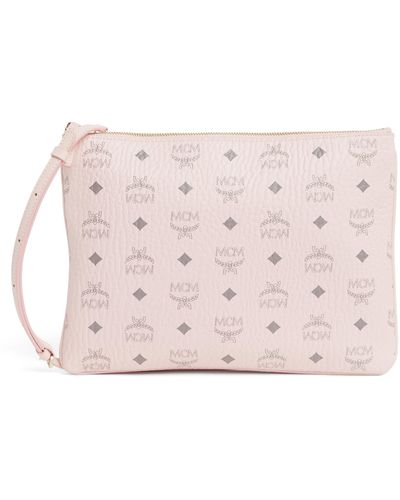 MCM Aren Visetos Flat Leather Pouch - Pink