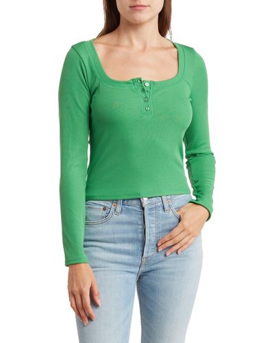 Lush Crop Long Sleeve T-shirt - Green