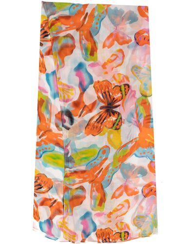 Saachi Butterfly Colorful Scarf - Orange