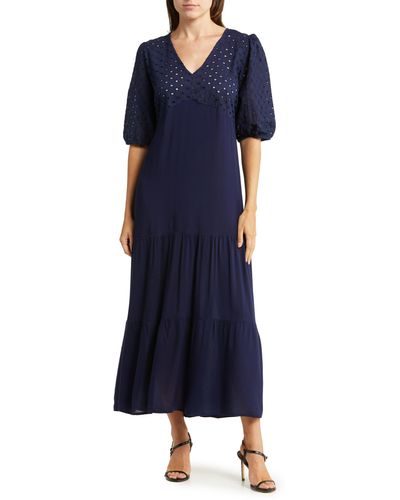Boho Me Tiered Short Sleeve Maxi Dress - Blue