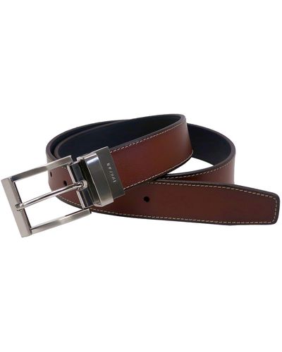 Boconi Reversible Burnished Leather Belt - Brown