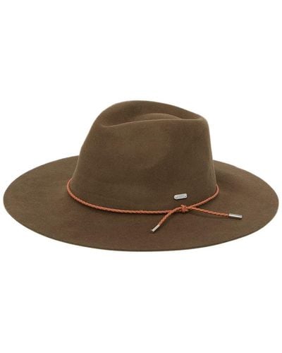 San Diego Hat Strap Detail Dented Wool Hat - Brown