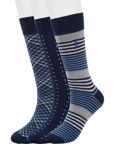 Original Penguin Gerwig Stripe Essential Crew Socks - Blue