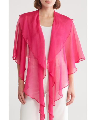 Laundry by Shelli Segal Double Ruffle Tie Front Wrap Top - Pink