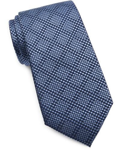 Duchamp Diamond Pattern Silk Tie - Blue